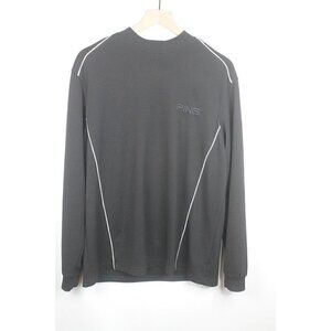 PING Golf Shirt Mock Neck Embroidered Black Long Sleeve Men Large